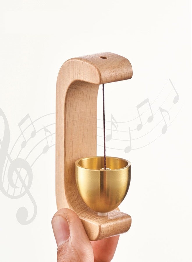 TRUSHALI PRESENT Wooden Hanging Bell Chime with Metal Bowl, Compact Decorative Door Bell - Image 4